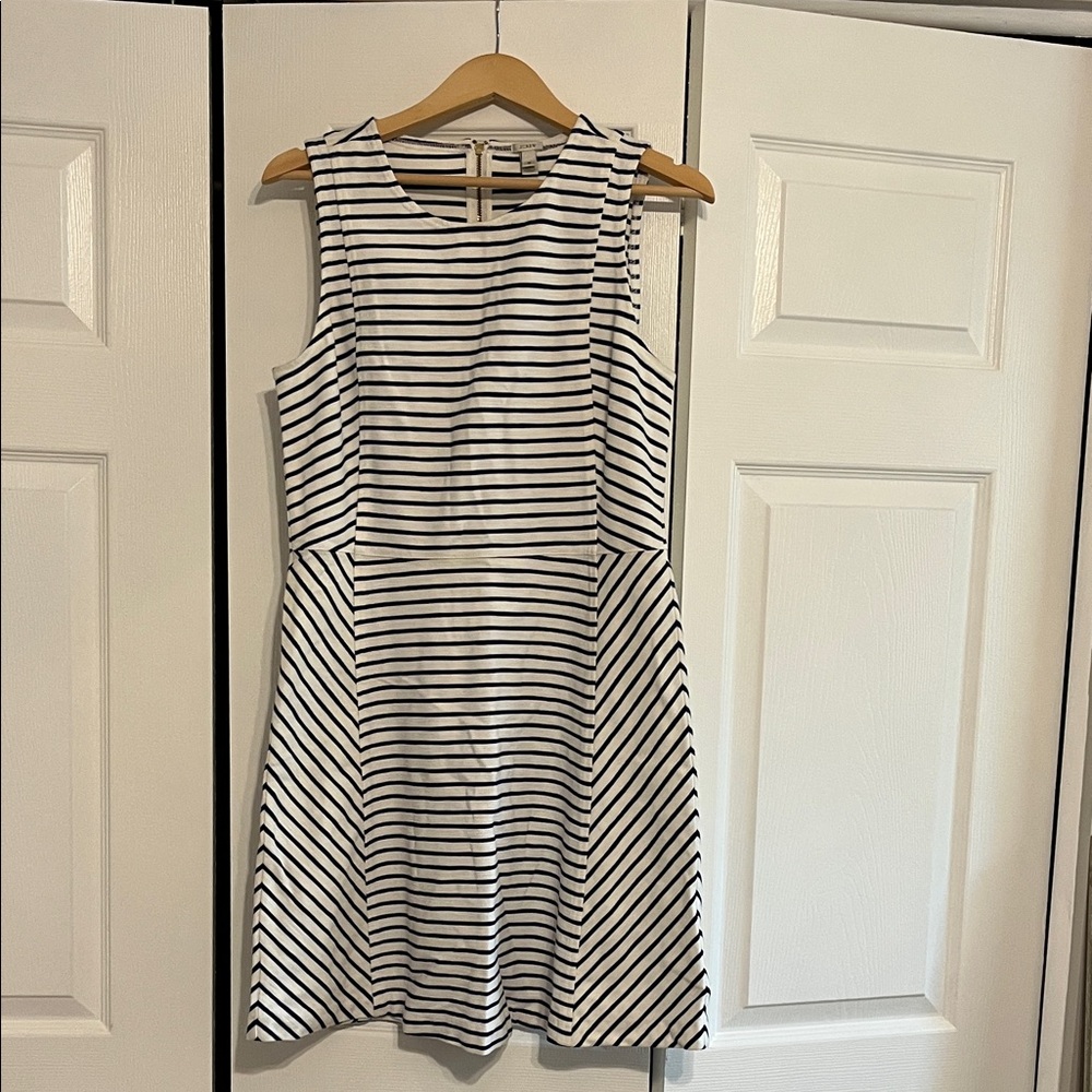 Striped Sleeveless Dress - Navy and White